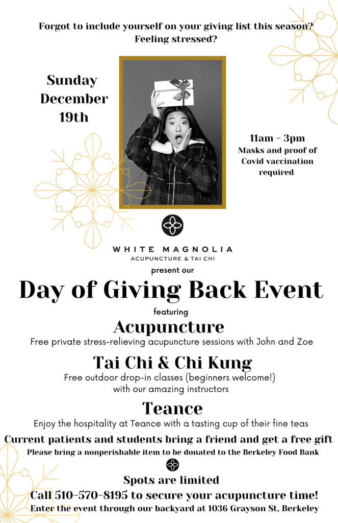 Day of giving back event sunday December 19th 11am - 3pm